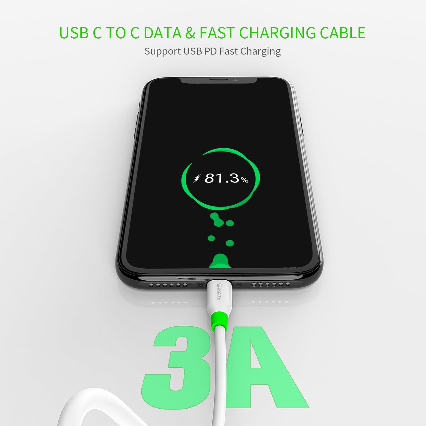 Esoulk Type-C to Type-C Data & Fast Charging Cable 4 FT - White (1105702)