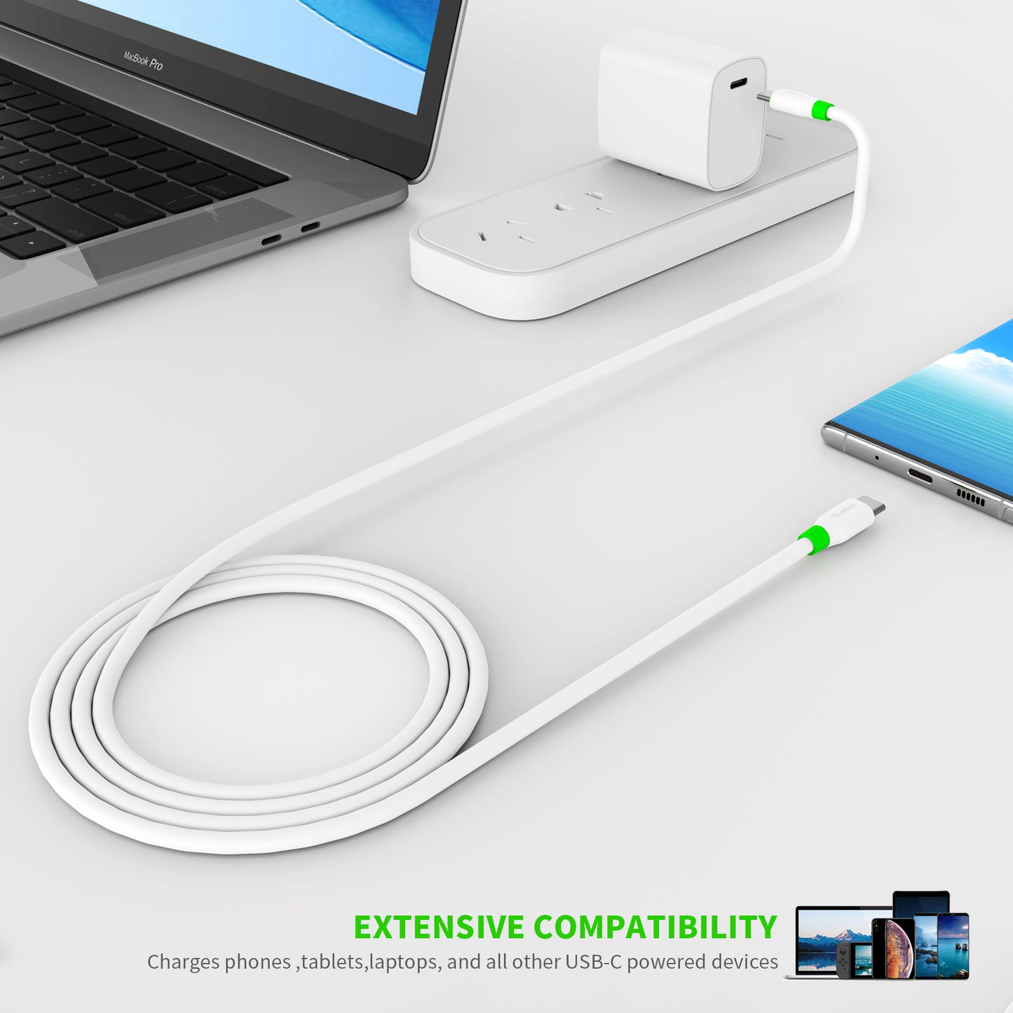 Esoulk Type-C to Type-C Data & Fast Charging Cable 4 FT - White (1105702)