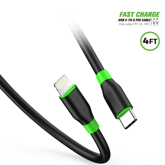 Esoulk 6FT PD Fast Charge USB-C To IPhone Cable Black  (1102379)
