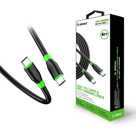 Esoulk Type-C to Type-C Quick Charging Cable 6FT - Black (1102637)