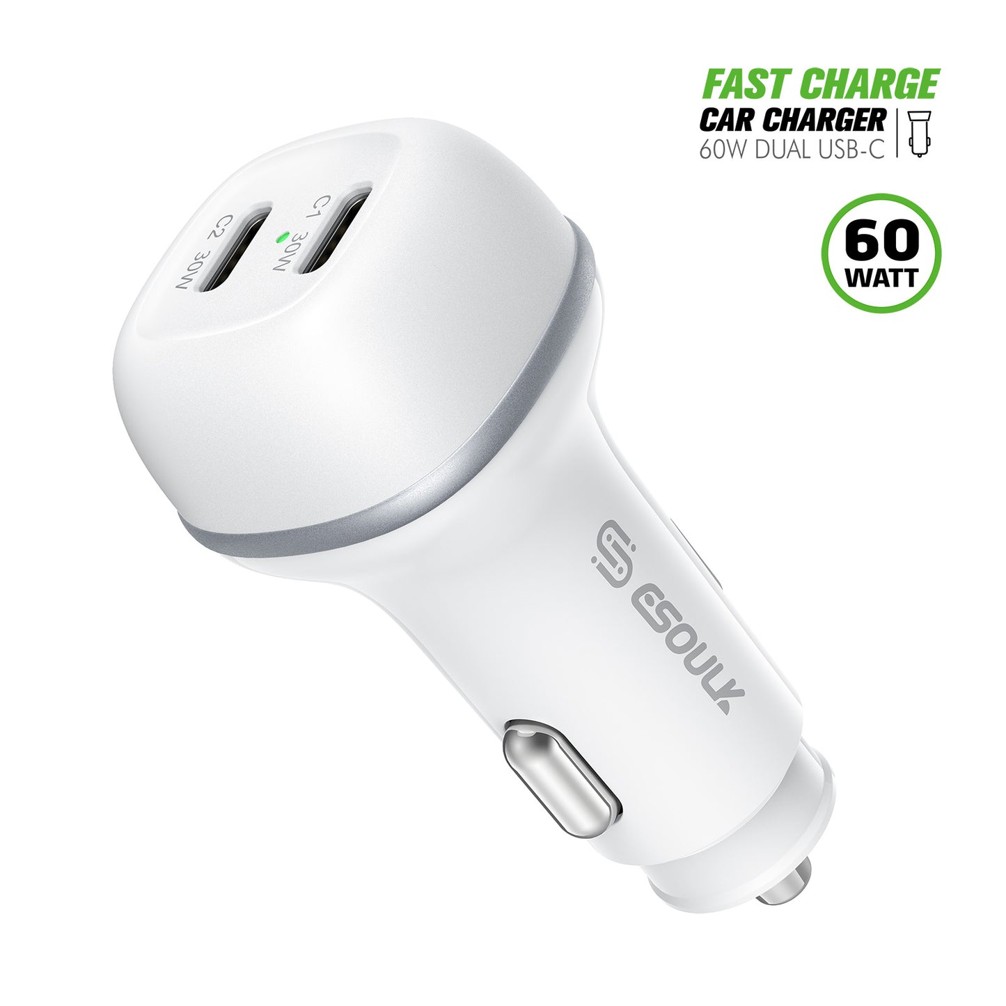 Esoulk 60W PD Dual USB-C Car Charging Plug ( 1108070) (MSRP $39.99)