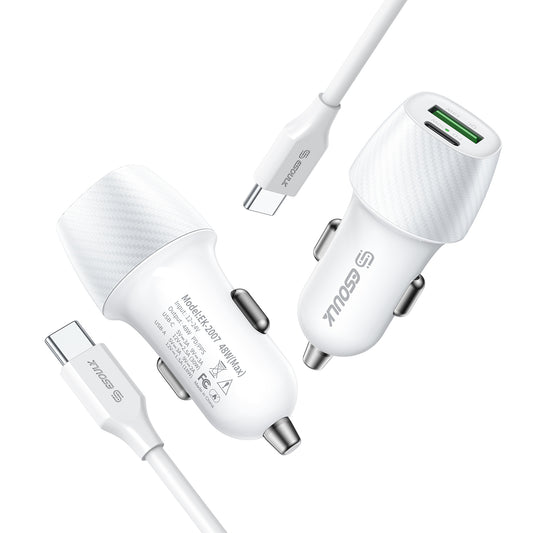 Esoulk 48W PD&QC CAR CHARGER +3FT USB-C TO USB-C CABLE (1106728)