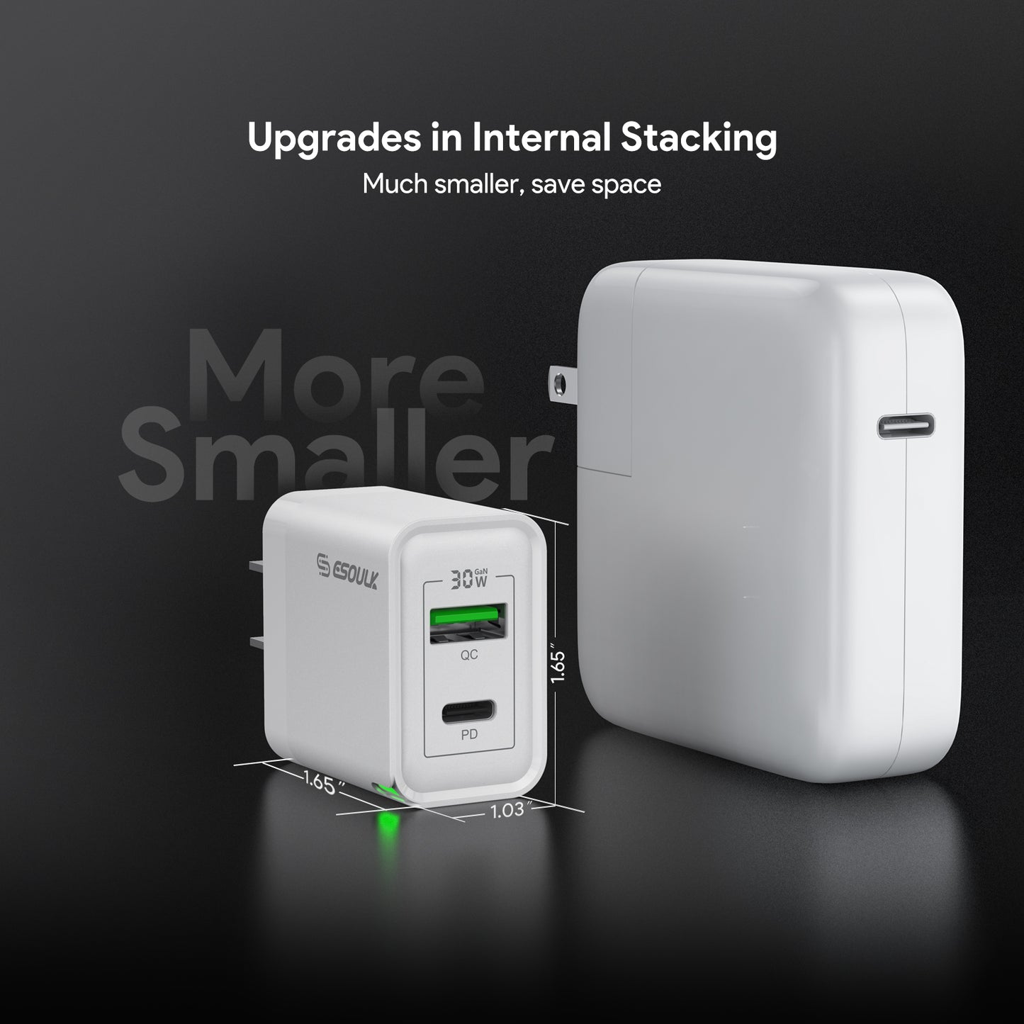 ESOULK 30W PD&QC Wall Charger +5Ft USB-C To USB-C Cable - WHITE (1107795)