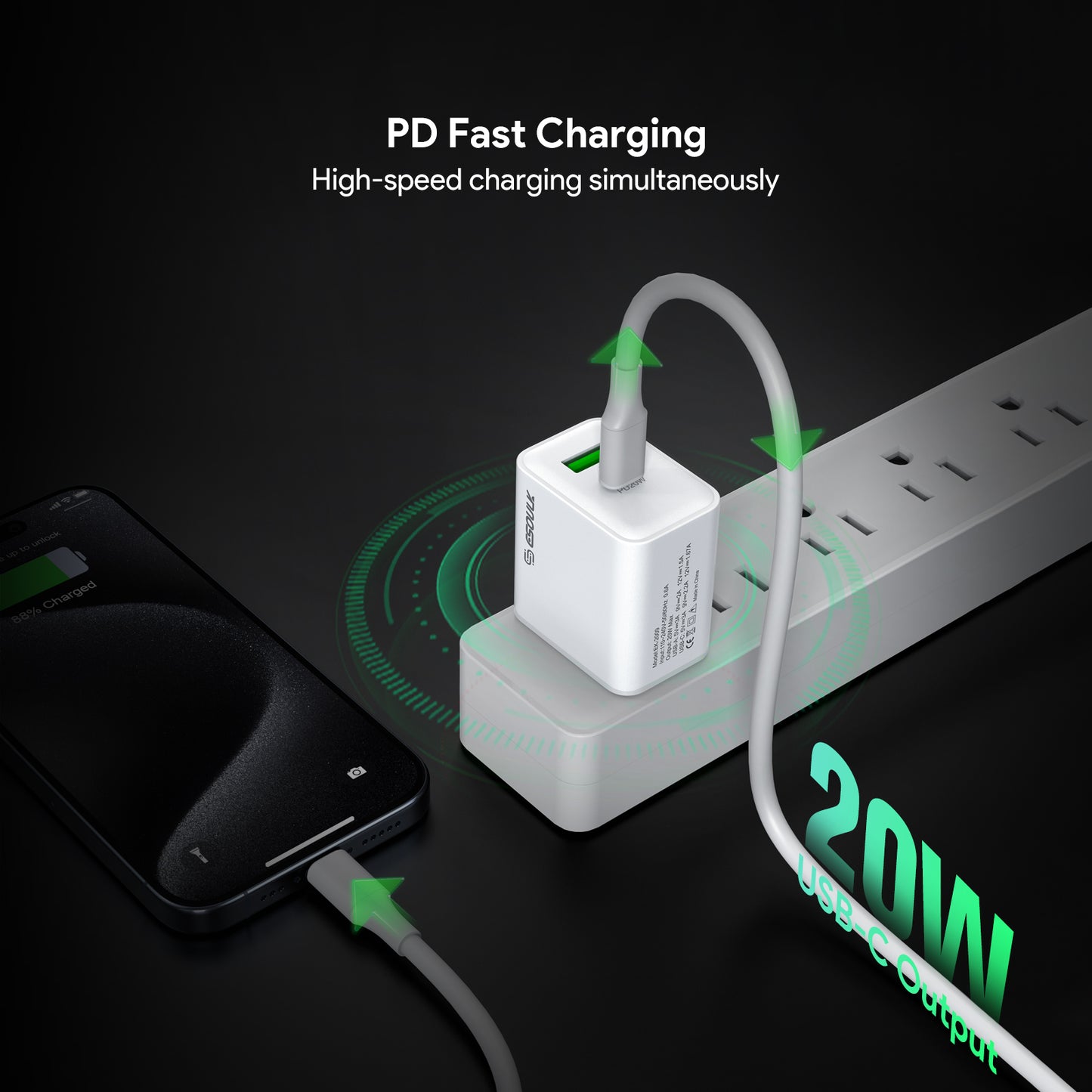 Esoulk 20W PD&QC Wall Charger organized display box with 12 individual units – White (1102923)