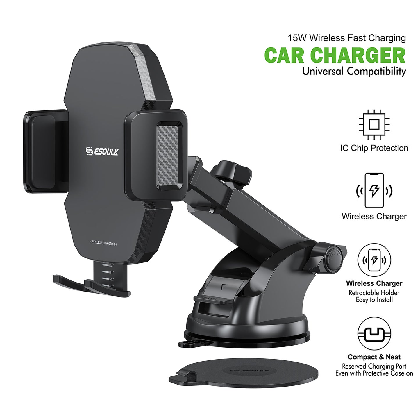 Esoulk 15W Wireless Fast Charging Car Mounts Charger (1107794)