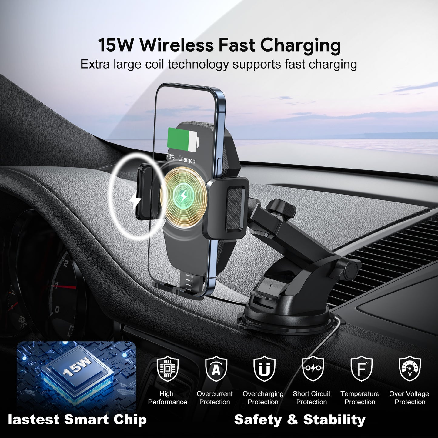 Esoulk 15W Wireless Fast Charging Car Mounts Charger (1107794)