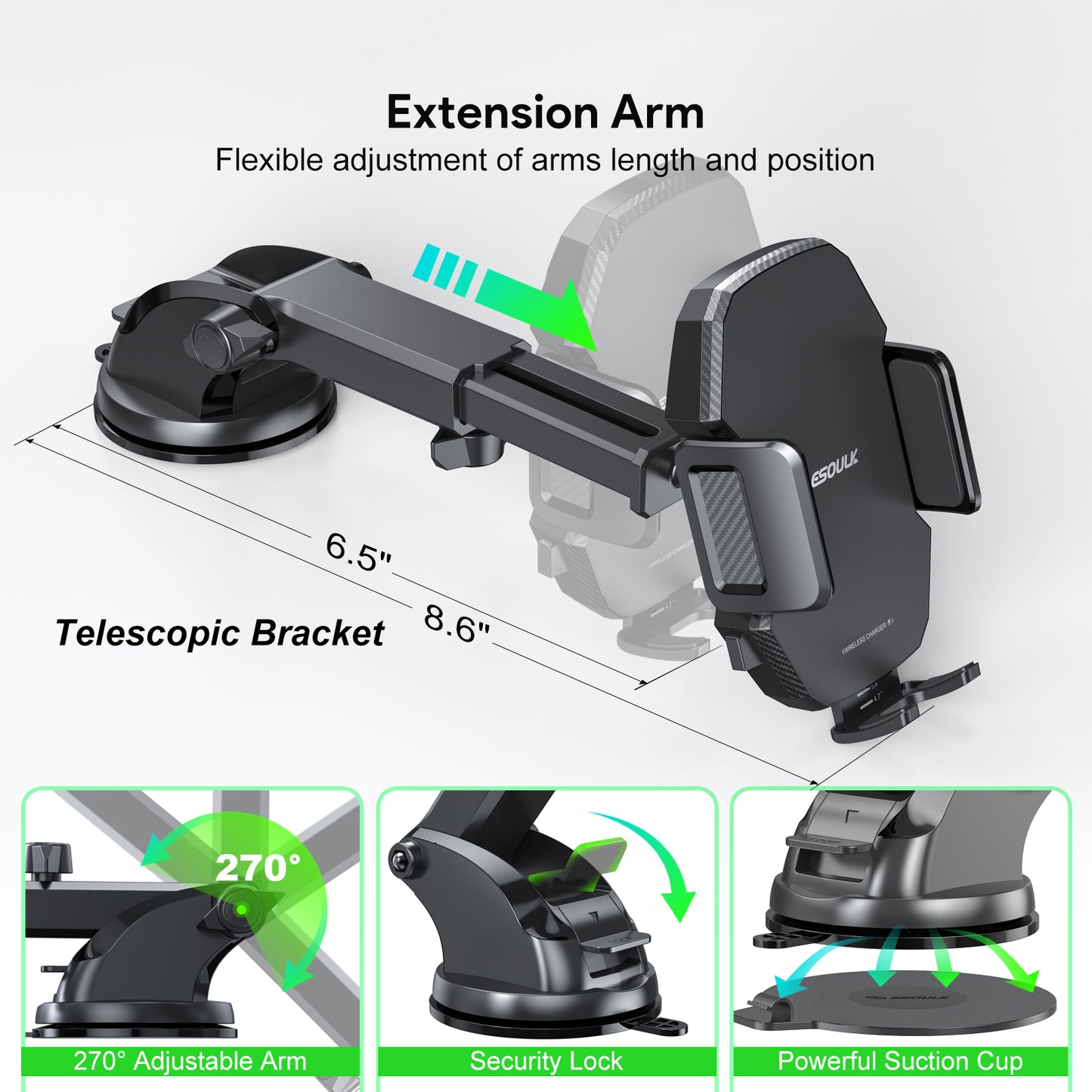 Esoulk 15W Wireless Fast Charging Car Mounts Charger (1107794)