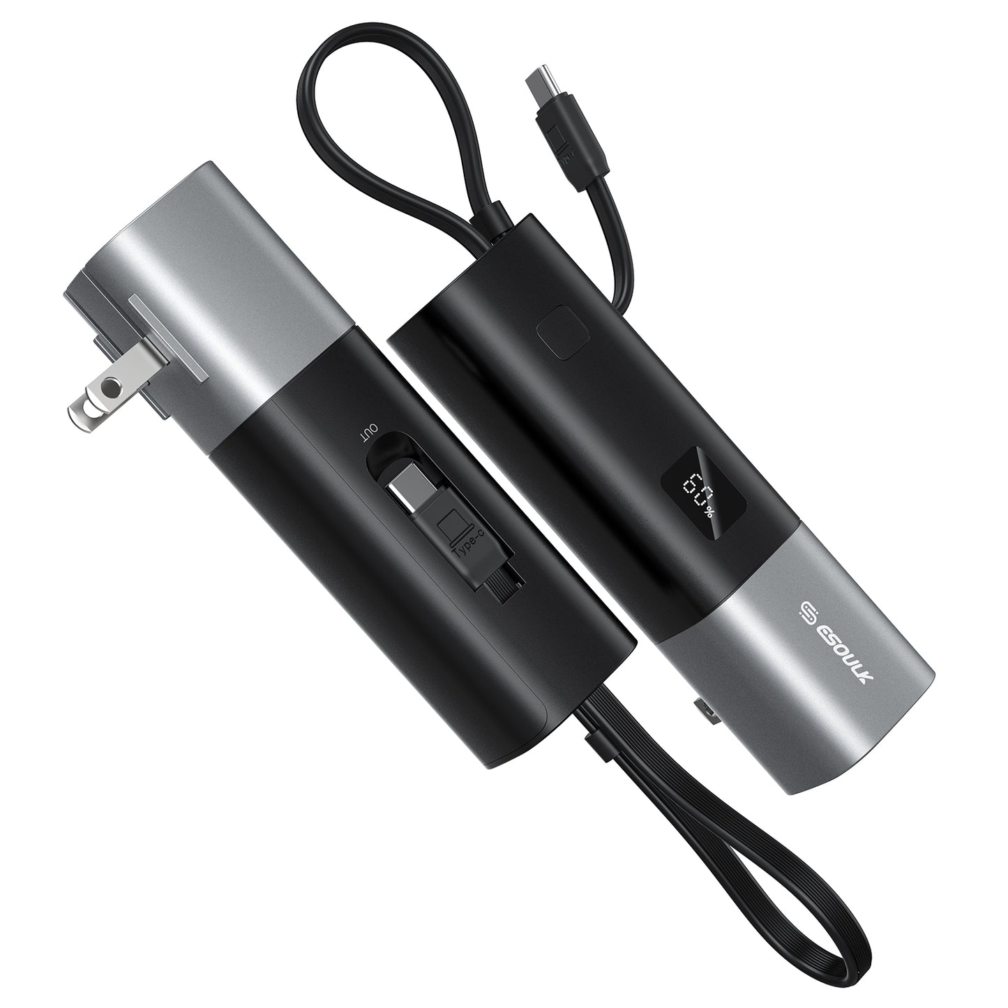 Esoulk 5000mAh PD 20W Built-in Foldable AC Wall Plug and USB (1107120)