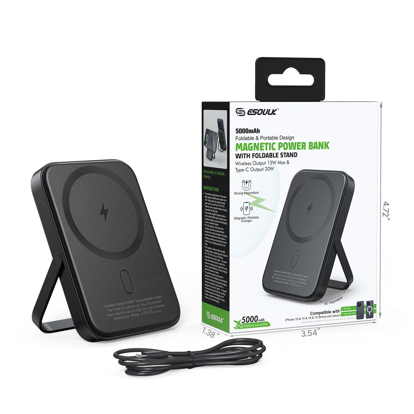 Esoulk 5000mAh Magnetic 15W Wireless Charge Power Bank (1107710)