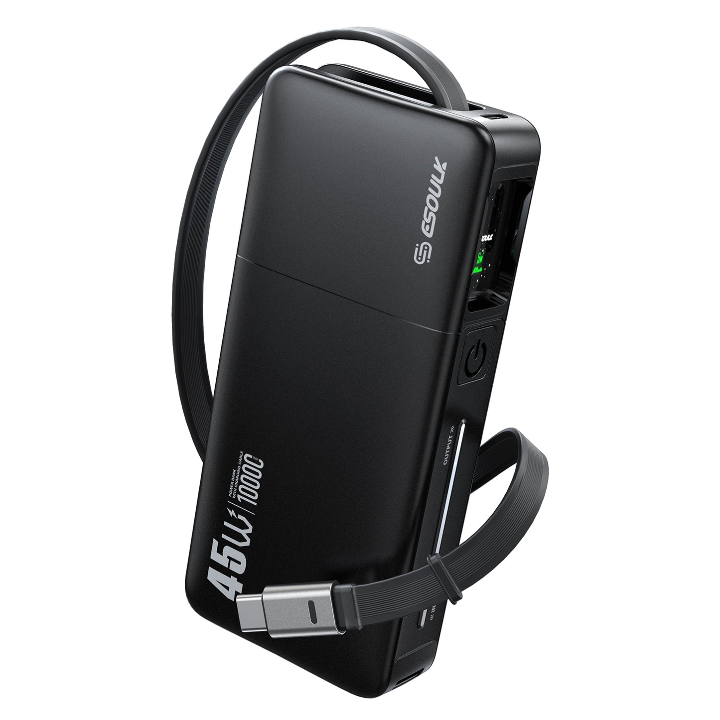 ESOULK 10000mAh PD 45W Built-in Retractable Cable Power Bank  ( 1107708) (MSRP $59.99)