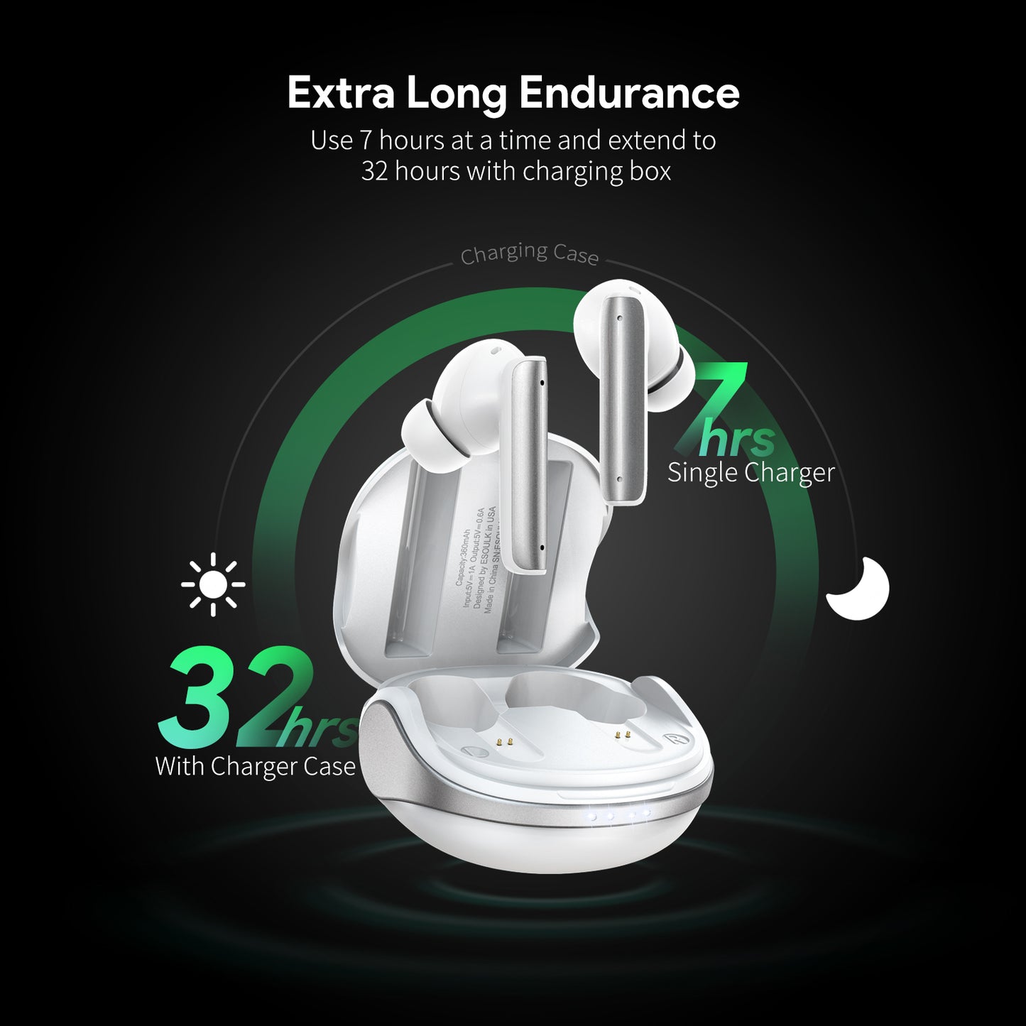 ESOULK NOISE REDUCTION WIRELESS EARBUDS - WHITE (1107263)