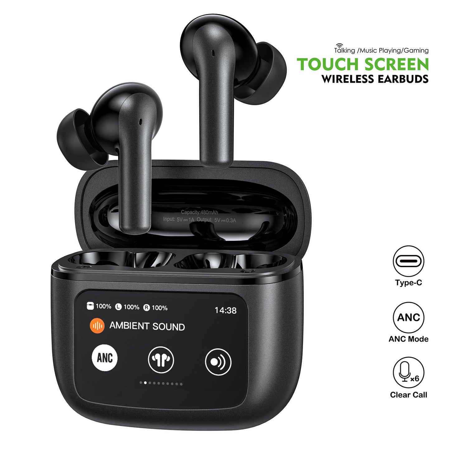 ESOULK Touch Screen ANC&ENC Wireless Earbuds ( 1108082) (MSRP $39.99)