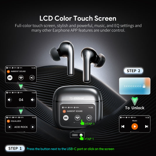 ESOULK Touch Screen ANC&ENC Wireless Earbuds ( 1108082) (MSRP $39.99)