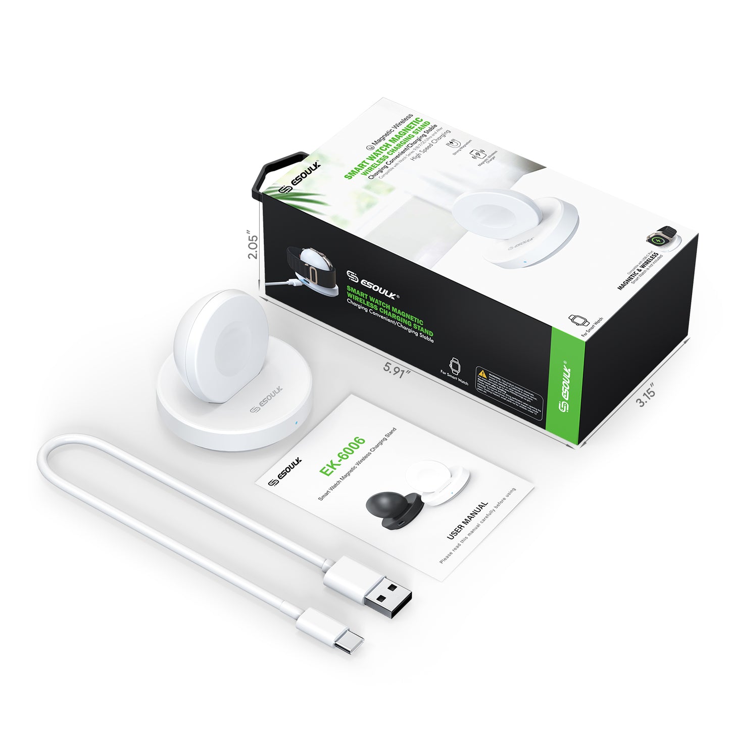 ESOULK Smart Watch Magnetic Wireless Charging Stand - White (1107821)
