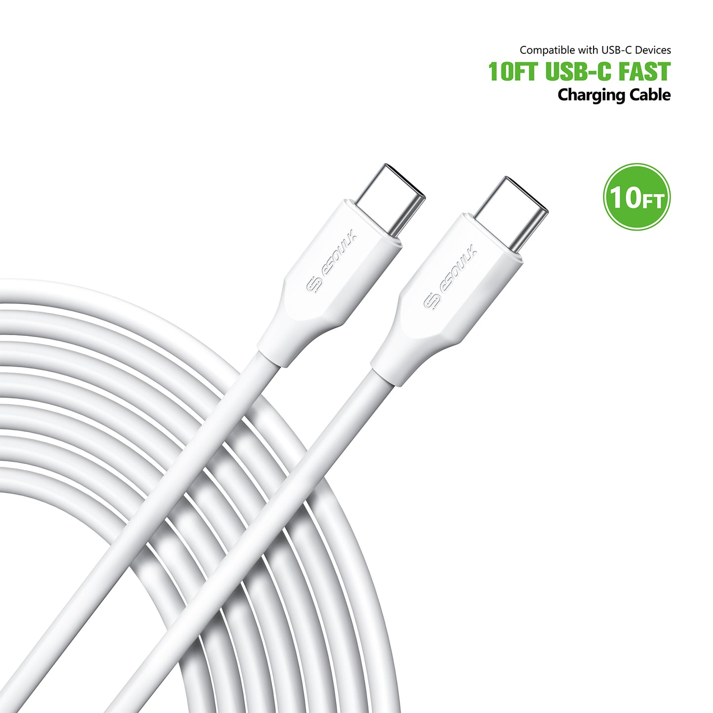 Esoulk 10FT 60W USB-C TO USB-C Charging Cable ( 1108012) (MSRP $49.99)