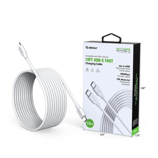 Esoulk 10FT 60W USB-C TO USB-C Charging Cable ( 1108012) (MSRP $49.99)