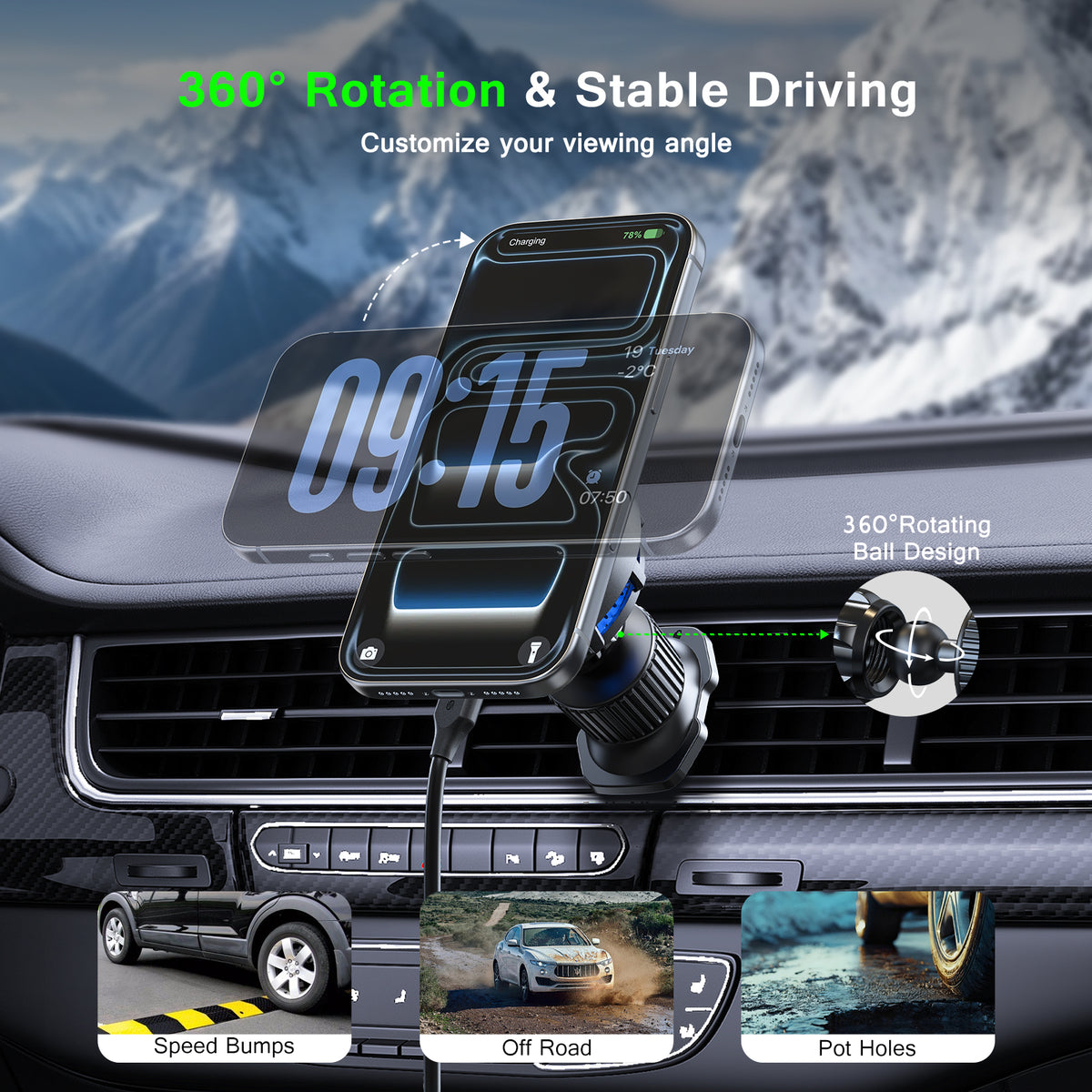 Esoulk 25W Qi2.2 Cooling Magnetic Wireless Air Vent Car Charger  (1108274)(MSRP $69.99)