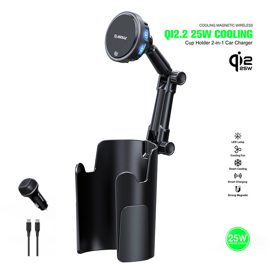 ESOULK 25W Qi2.2 Cooling Magnetic Wireless Car Charger Cup Holder  ( 1107707) (MSRP $89.99)