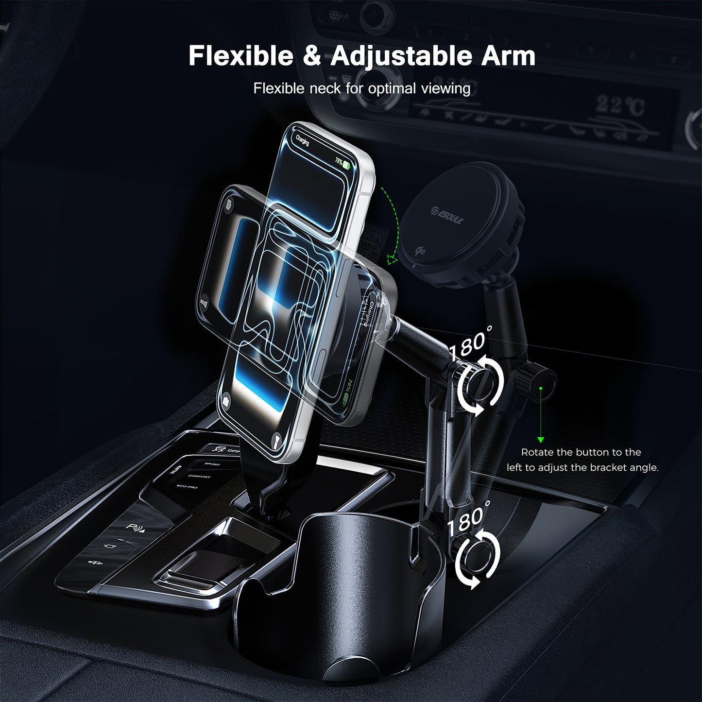 ESOULK 25W Qi2.2 Cooling Magnetic Wireless Car Charger Cup Holder  ( 1107707) (MSRP $89.99)
