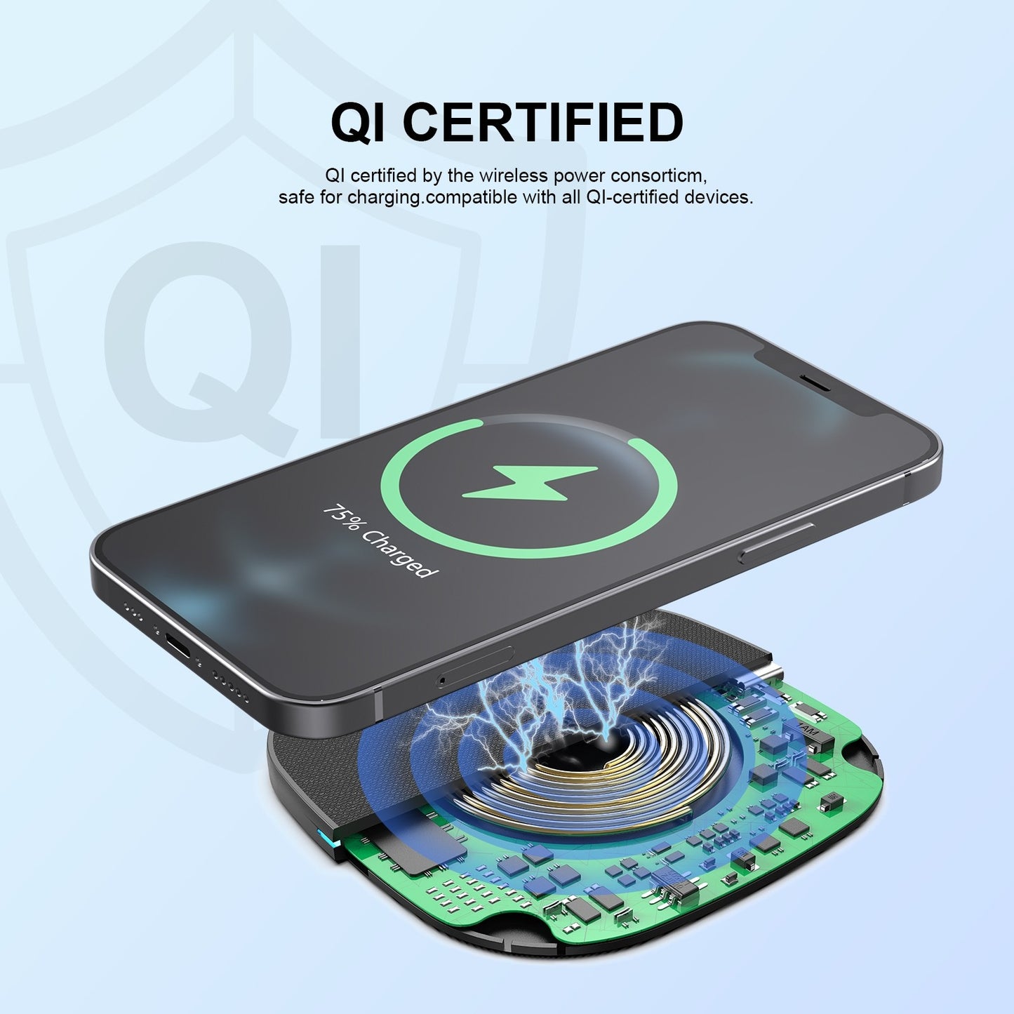 ESOULK 15W QI WIRELESS CHARGER & 5FT TYPE-C CHARGING CABLE - White  (1107700)