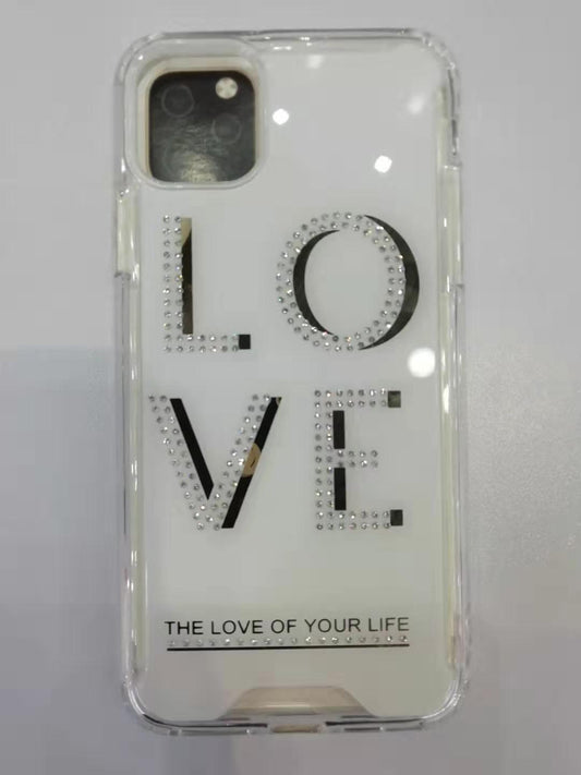 APPLE IPHONE 11 PRO MAX - MOBILIZE JEWEL HYBRID CASE W/ DIAMONDS - LOVE OF YOUR LIFE WHITE (4881)