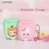 LOFTER Cute Cat Silicone Case Protective Cover for Airpods 1/2 Box - Green (4825)