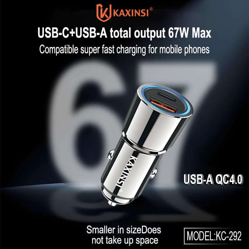Kaxinsi 38W fast Car Charger with Type-c to type c cable - Black  ( 1108038) (MSRP $49.99)