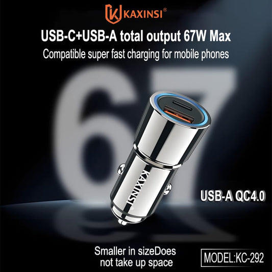 Kaxinsi 38W fast Car Charger with Type-c to type c cable - Black  ( 1108038) (MSRP $49.99)