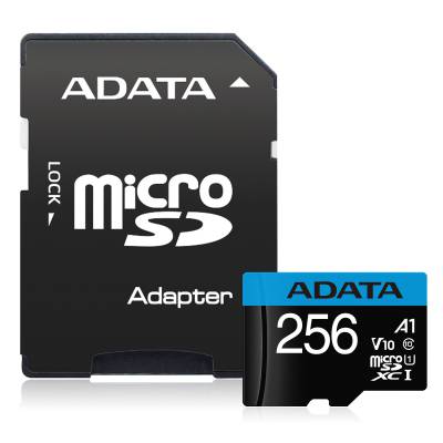 ADATA Premier 256GB MicroSDHC/SDXC UHS-I Class 10 V10 A1 Memory Card with Adapter Read up to 100 MB/s  (1103896)