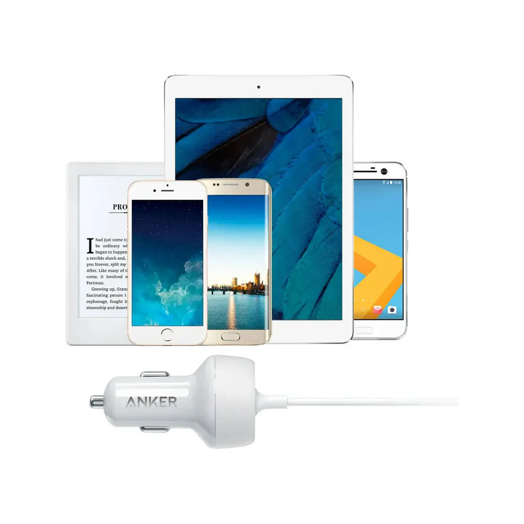 Anker Powerdrive 2 Elite 24W Car Charger w/ Hardwired 3' Lightning Connector  - White (1103107) (MSRP $39.99)