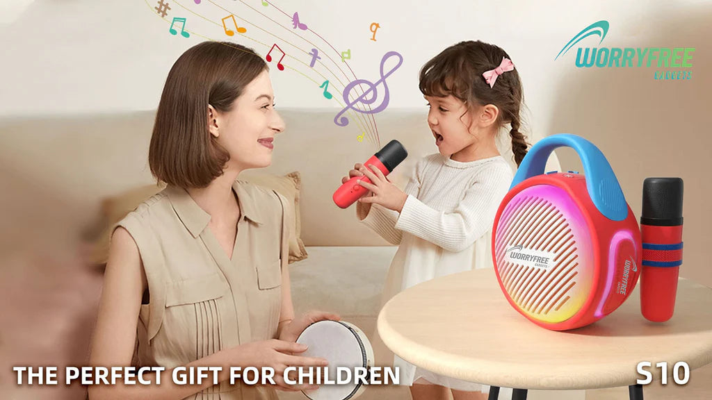 WorryFree Mini Karaoke 20W Wireless Speaker W/ 2 Mics For Kids - Red (1102944)