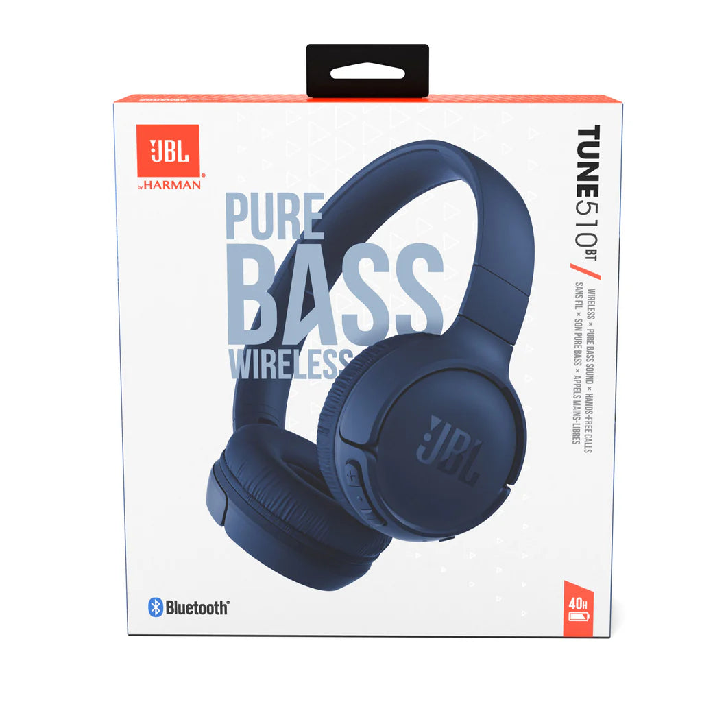JBL Tune 510Bt Wireless On-Ear Headphones - Blue ( 11037758) (MSRP $59.99)