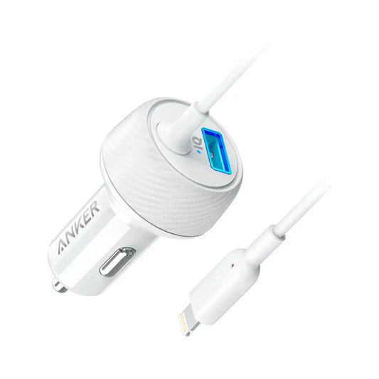 Anker Powerdrive 2 Elite 24W Car Charger w/ Hardwired 3' Lightning Connector  - White (1103107) (MSRP $39.99)