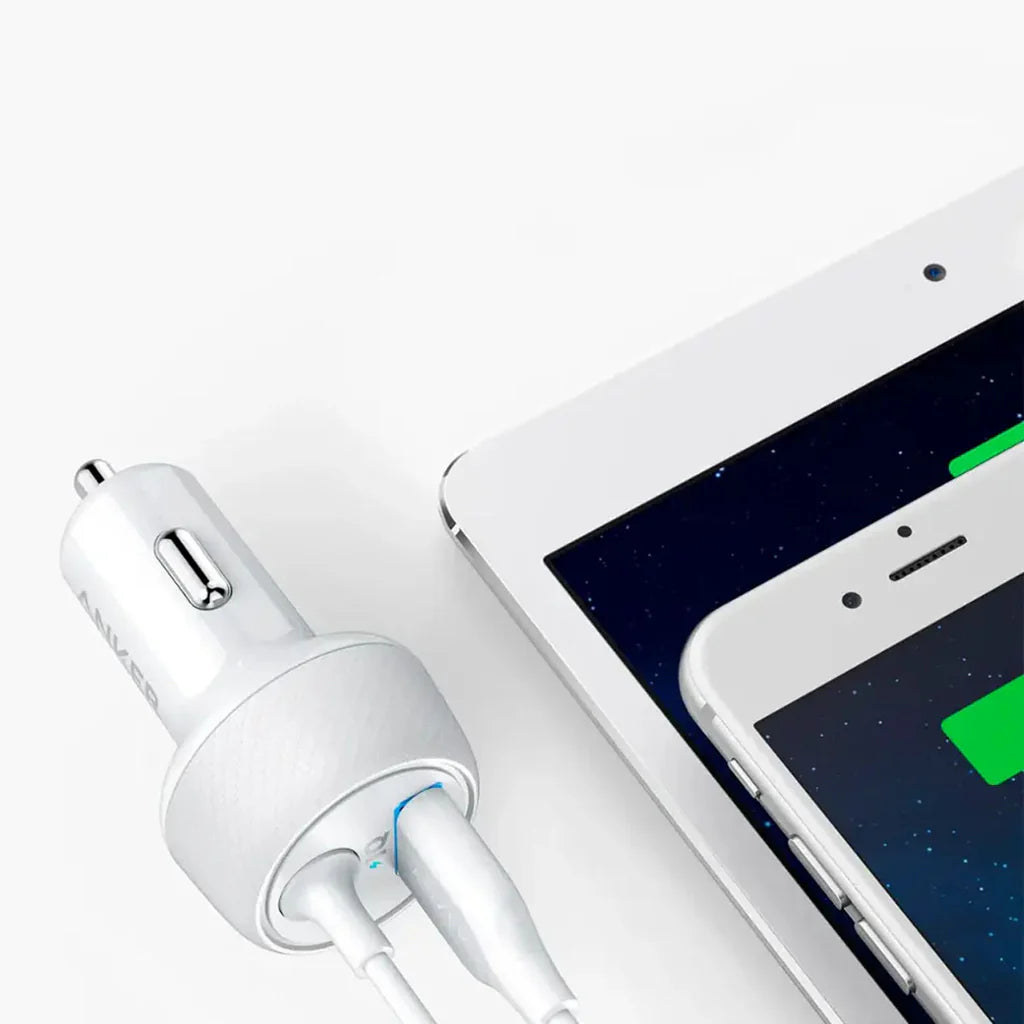 Anker Powerdrive 2 Elite 24W Car Charger w/ Hardwired 3' Lightning Connector  - White (1103107) (MSRP $39.99)
