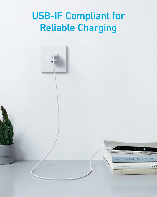 ANKER 322 BRAIDED USB-A TO USB-C 10’ CABLE - WHITE (1108243) (MSRP $39.99)