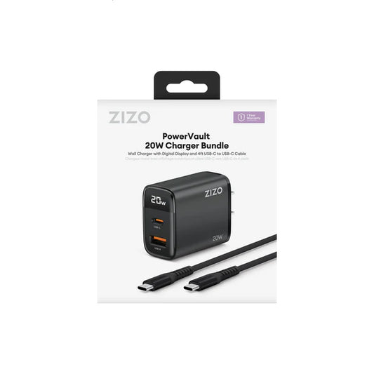 ZIZO PowerVault 20W Charger Bundle with 4FT Braided Nylon USB-C Cable (1102620)