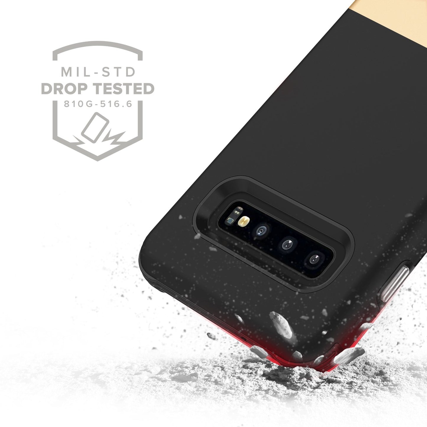 Samsung Galaxy S10 Zizo Division Case with Dual Layered and Shockproof Protection - Black / Gold (517)