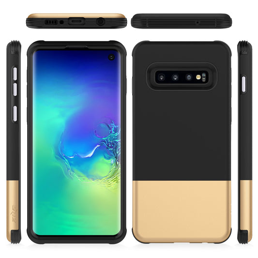 Samsung Galaxy S10 Zizo Division Case with Dual Layered and Shockproof Protection - Black / Gold (517)