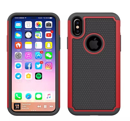 iPhone Xs Max Hybrid Rugged Tough Armor Swanky Combo Case Red (1550)