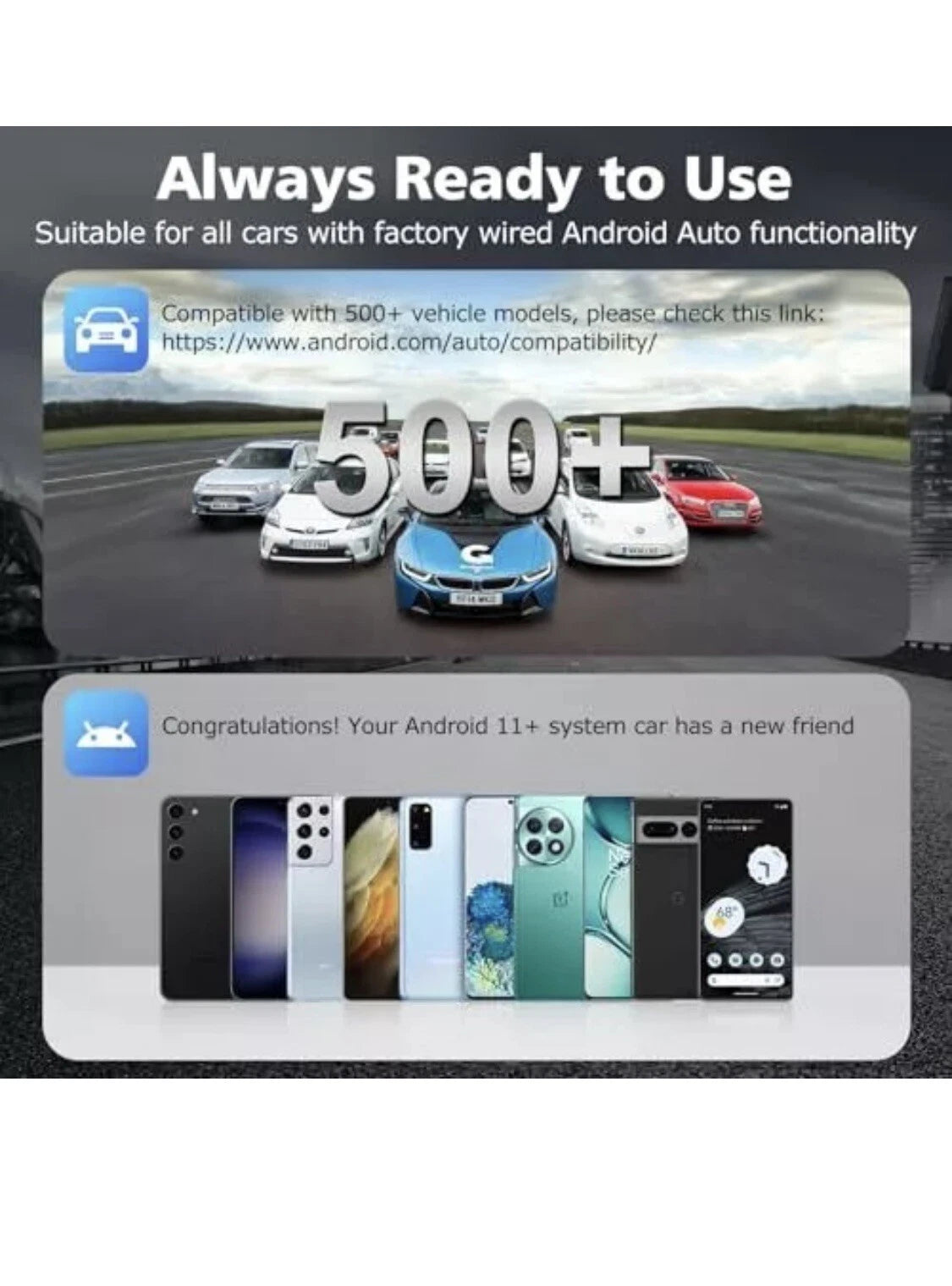 Wireless (Android Phones ONLY ) Auto Car Adapter, aa Wireless Android Auto Dongle Bluetooth (1103035) (MSRP 39.99)