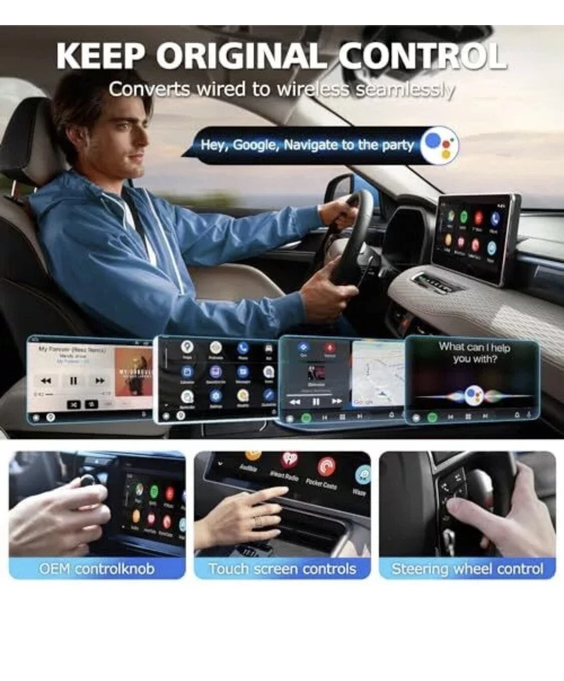 Wireless (Android Phones ONLY ) Auto Car Adapter, aa Wireless Android Auto Dongle Bluetooth (1103035) (MSRP 39.99)