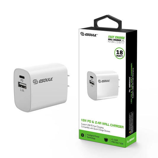 Esoulk 18W PD & USB-A Wall Adapter In White ( 1102377) (MSRP $39.99)