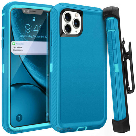 APPLE IPHONE 11 PRO MAX 6.5" DEFENDER CASE WITH CLIP - TEAL (9513)