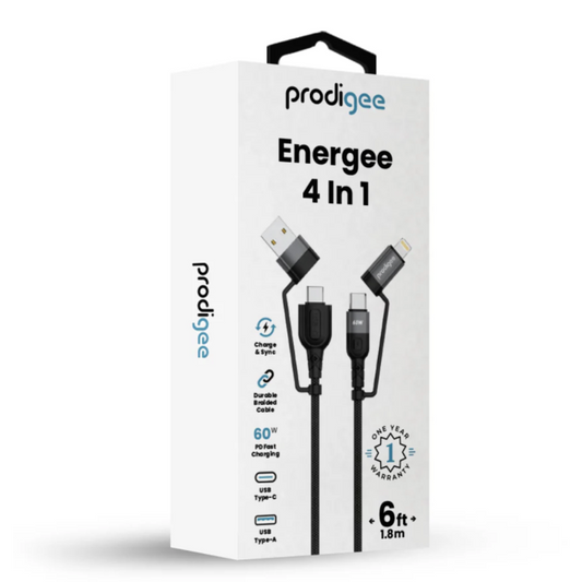 Prodigee Energee 4 in 1 6ft USB Cable 60W (CtoC, CtoLightning, AtoC, AtoLightning) ENERG-4in1 ( 1107603) (MSRP $49.99)
