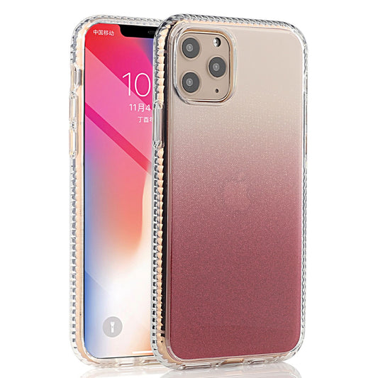 iPhone 11 Pro Max New luxury two tone charming color phone case - Clear/Wine Red (4893)