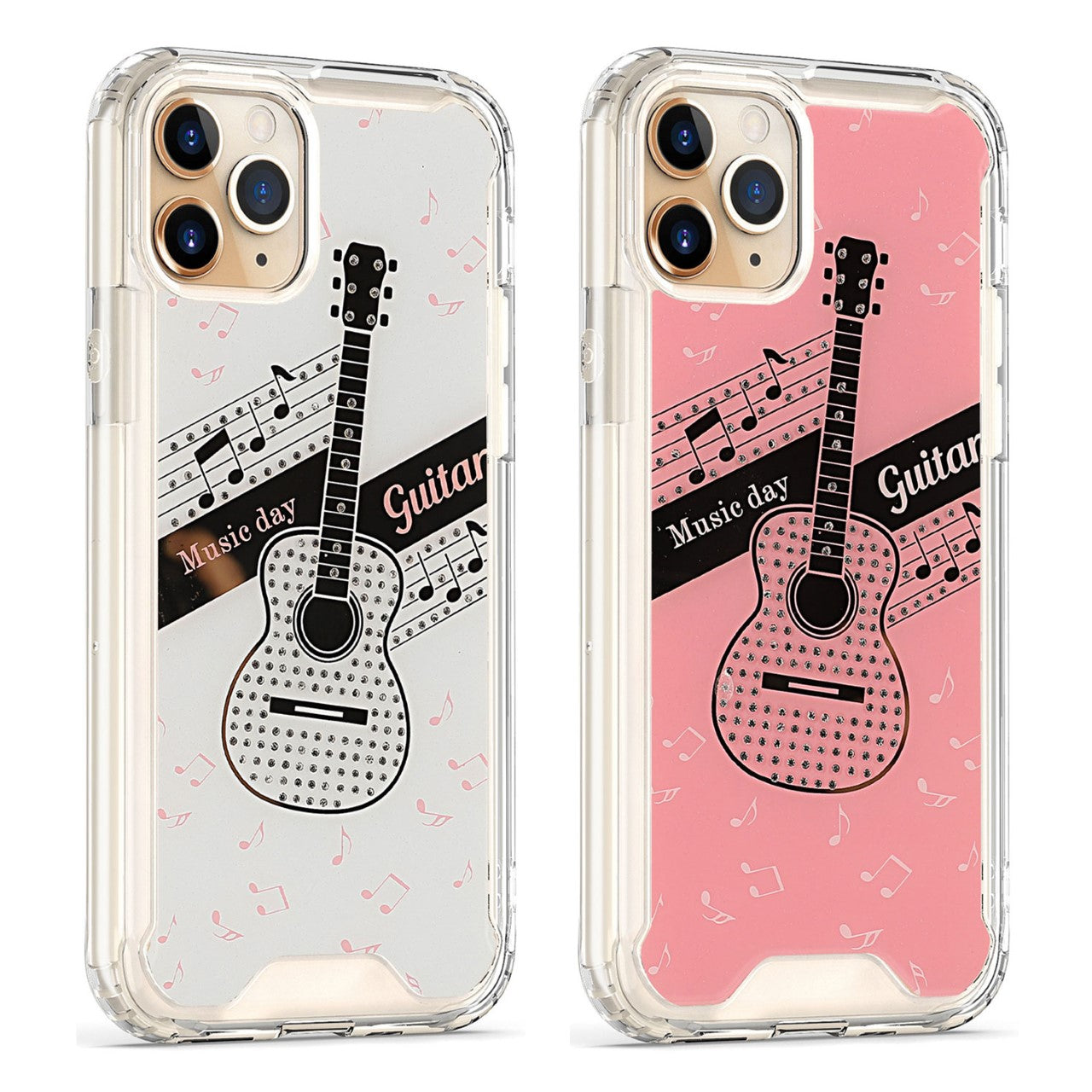 APPLE IPHONE 11 PRO - MOBILIZE JEWEL HYBRID CASE W/ DIAMONDS - GUITAR JEWEL PINK (4874)