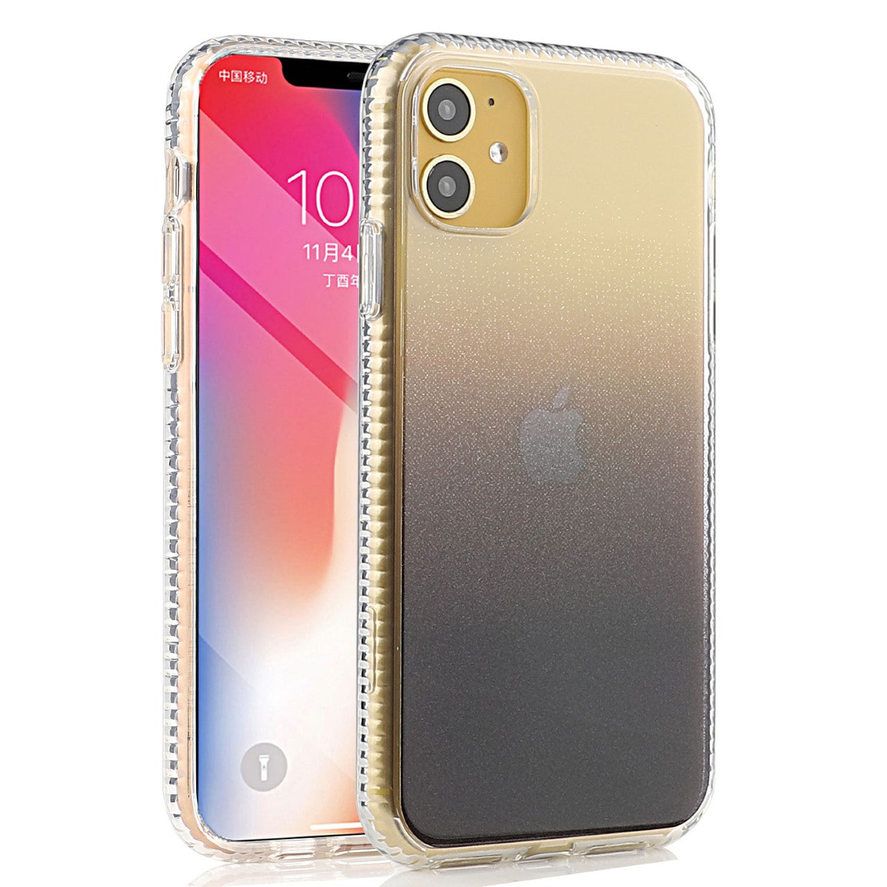 iPhone 11 Pro Max New luxury two tone charming color phone case - Clear/Black (4899)