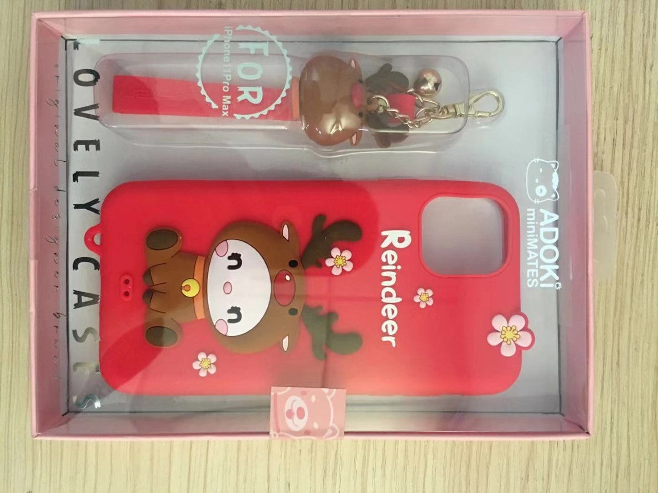 LOFTER Nice Girls Phone Cases A Gift Set Covers Cute 3D Reindeer Flower Silicone TPU Wrist Lanyard Strap For iPhone 11 Pro Max (4815)