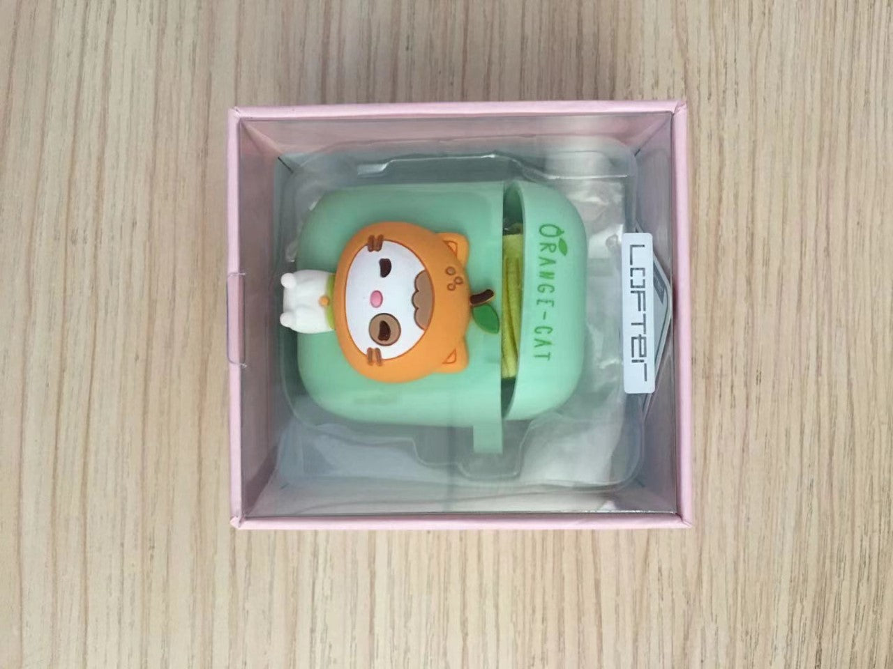 LOFTER Cute Cat Silicone Case Protective Cover for Airpods 1/2 Box - Green (4825)