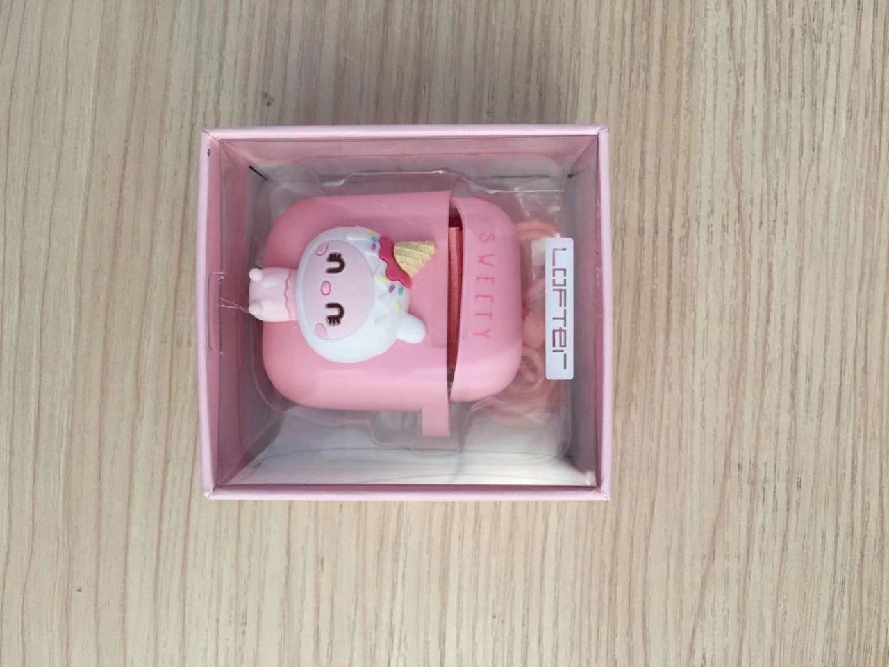 LOFTER Cute Cat Silicone Case Protective Cover for Airpods 1/2 Box -Pink (4824)